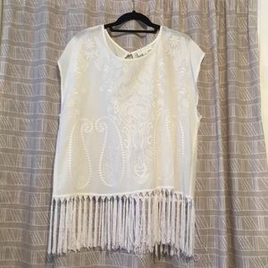 White fringe blouse
